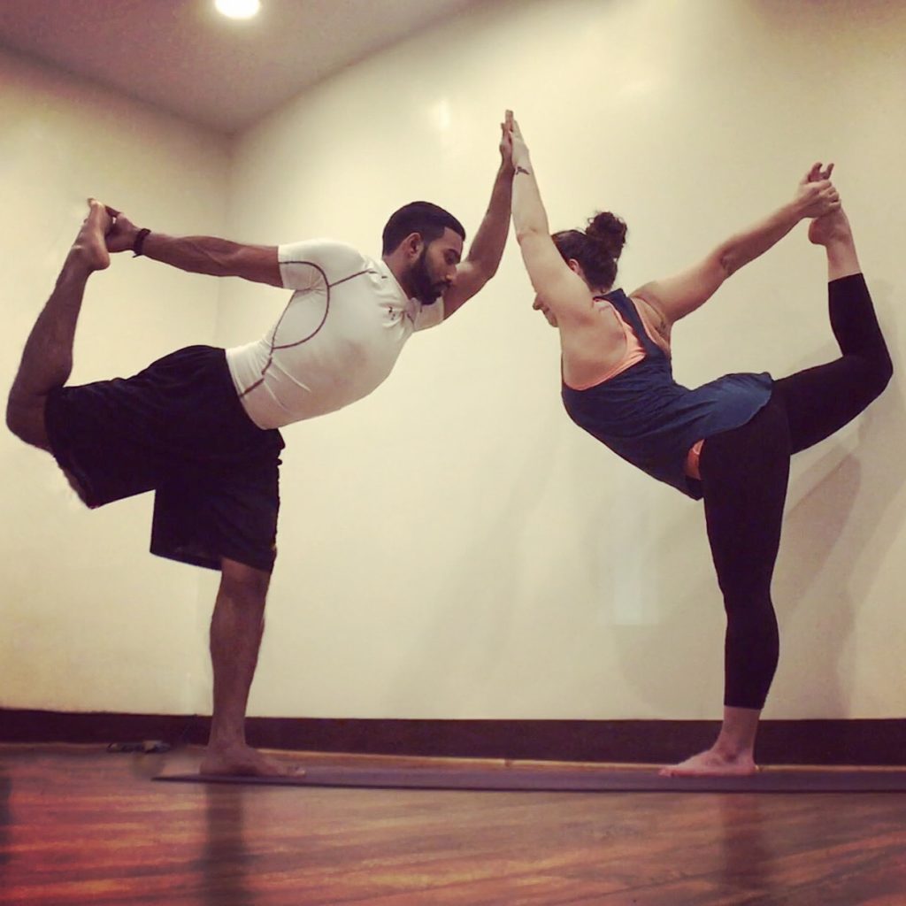 Double-Dancer-Yoga pose for two people